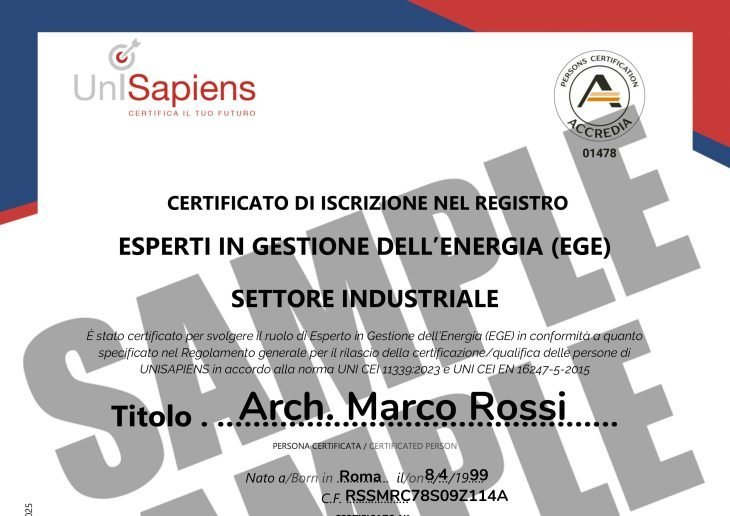 Certificazione EGE Norma UNI CEI 11339:2023